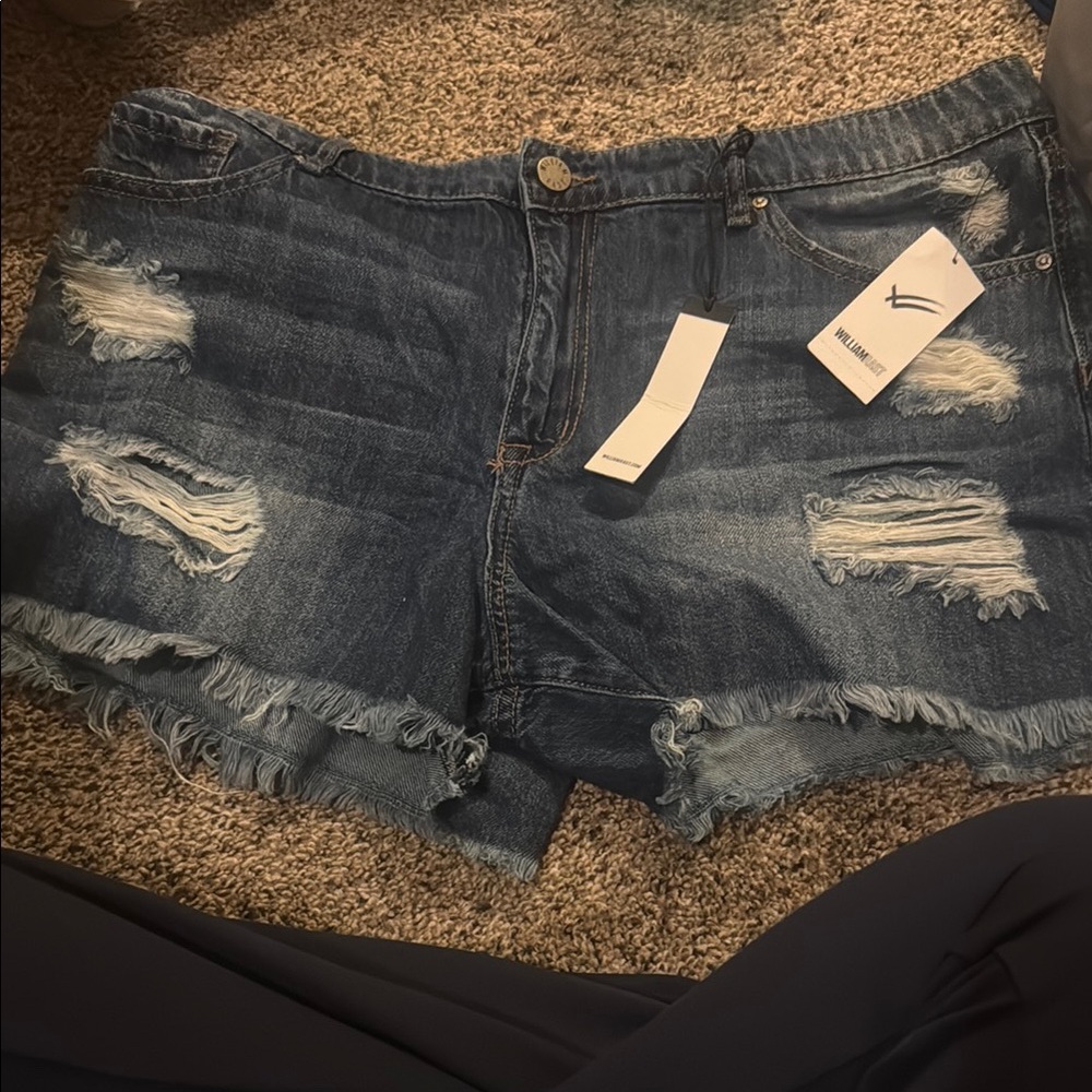William Rast Blue Distressed Jean Shorts